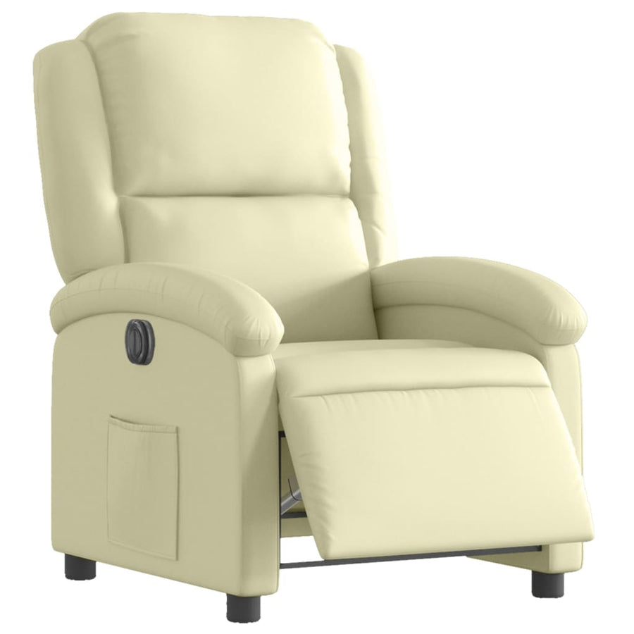 Fauteuil elektrisch verstelbaar echt leer crèmekleurig Nee Elektrisch verstelbaar