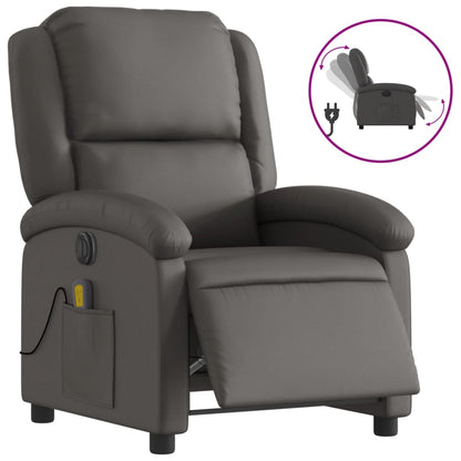 Fauteuil verstelbaar elektrisch echt leer grijs