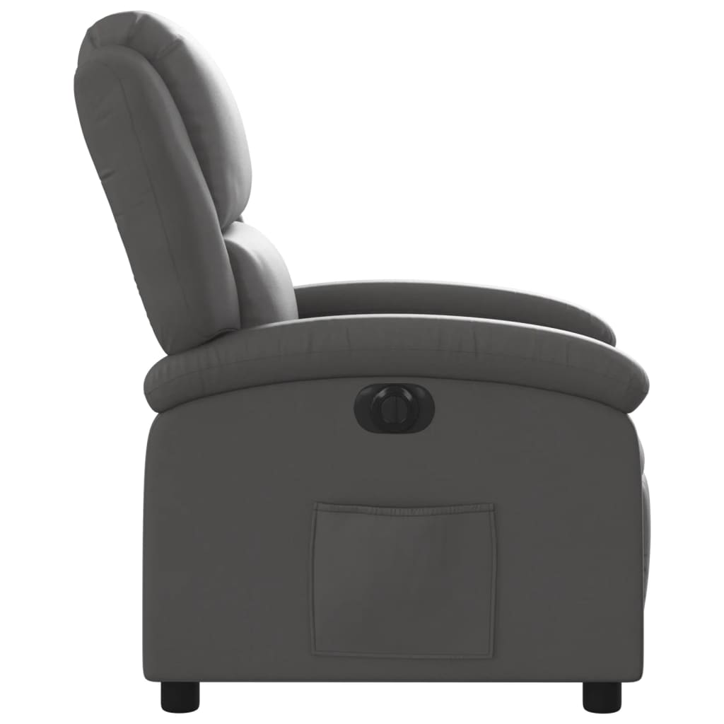 Fauteuil verstelbaar elektrisch echt leer grijs