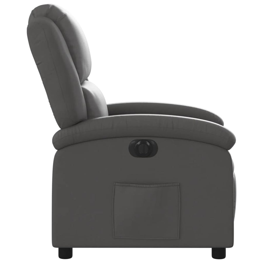 Fauteuil verstelbaar elektrisch echt leer grijs