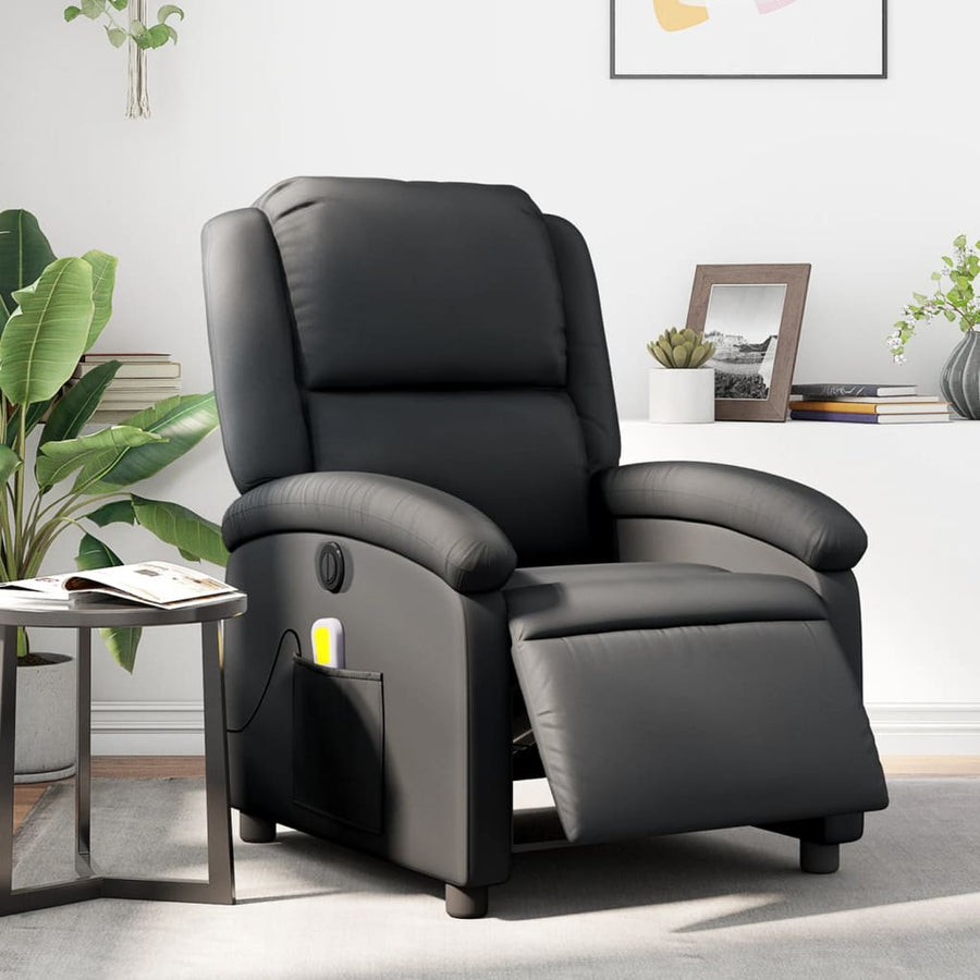 Massagestoel Verstelbaar Elektrisch Echt Leer Zwart Ja Elektrisch verstelbaar