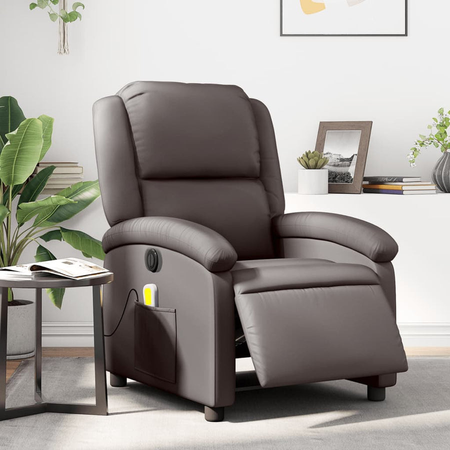 Massagestoel Echt Leer Donkerbruin Ja Elektrisch verstelbaar