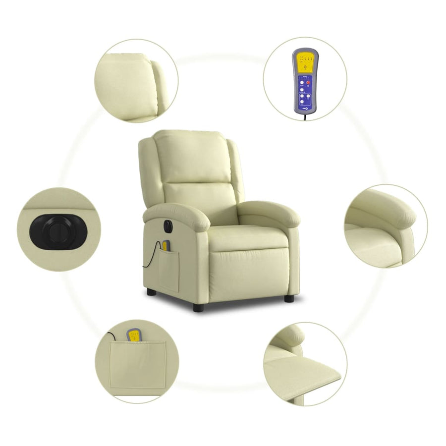 Massagestoel Verstelbaar Elektrisch Echt Leer Kleurig Crème Ja Elektrisch verstelbaar