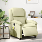 Massaging electric reclining armchair real leather cream