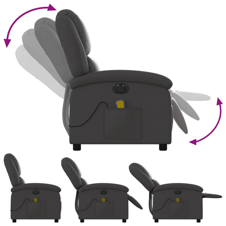 Massagestoel Verstelbaar Elektrisch Echt Leer Grijs Ja Elektrisch verstelbaar