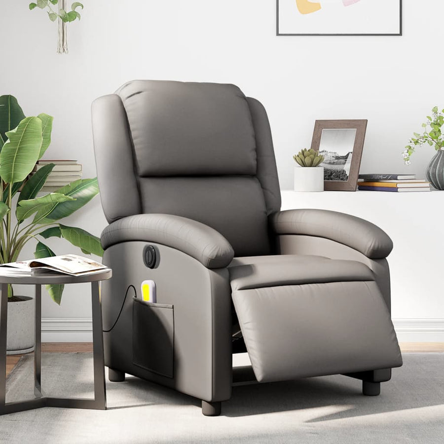 Massagestoel Verstelbaar Elektrisch Echt Leer Grijs Ja Elektrisch verstelbaar