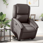 Adjustable recliner genuine dark brown leather