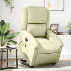 Adjustable Cream Real Leather Reclining Massage Chair
