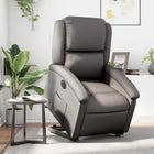 Electric recliner chair real leather grey