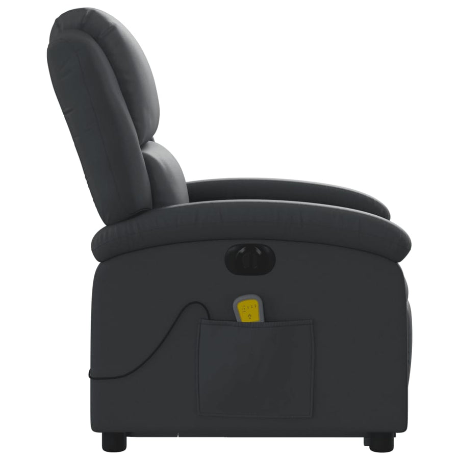 Sta-Op-Massagestoel Elektrisch Echt Leer Zwart Ja Elektrisch verstelbaar