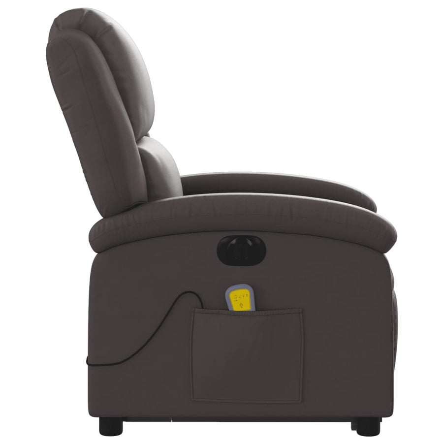 Sta-Op-Massagestoel Elektrisch Echt Leer Donkerbruin Ja Elektrisch verstelbaar