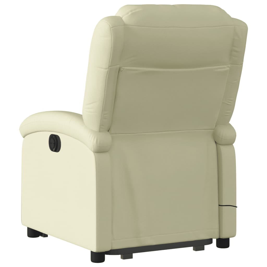 Sta-Op-Massagestoel Elektrisch Echt Leer Kleurig Crème Ja Elektrisch verstelbaar