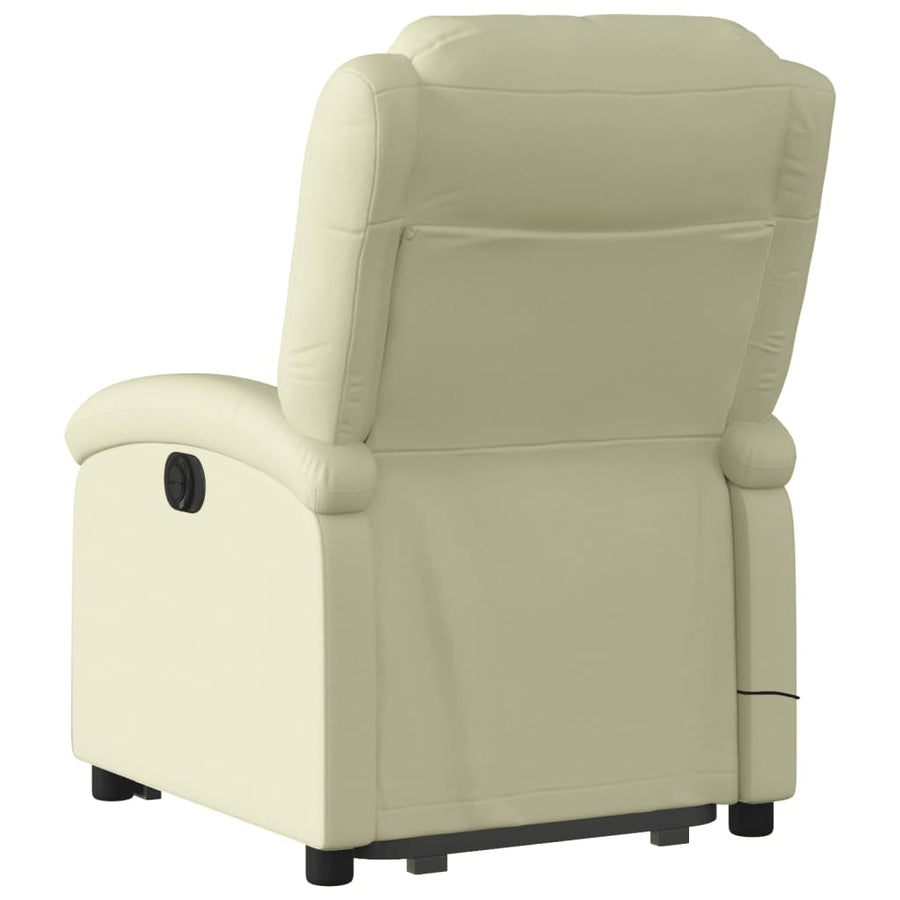 Sta-Op-Massagestoel Elektrisch Echt Leer Kleurig Crème Ja Elektrisch verstelbaar