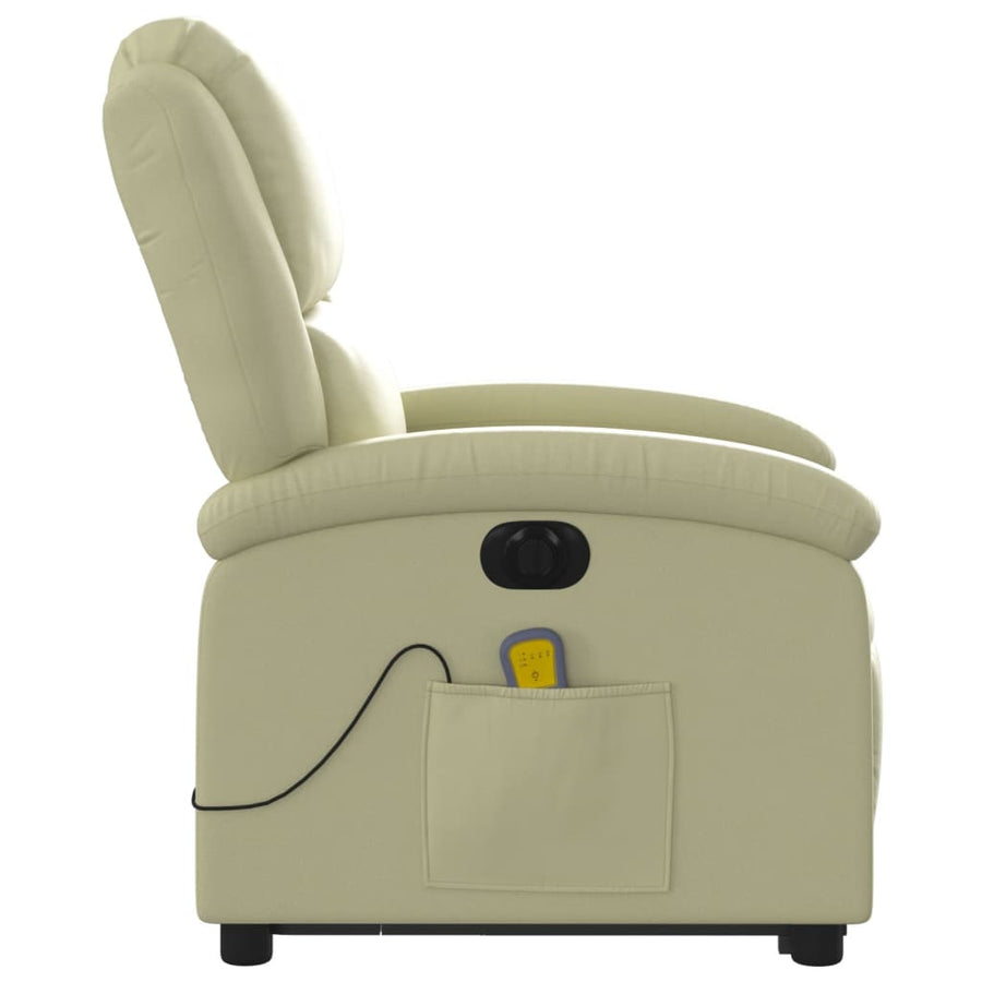 Sta-Op-Massagestoel Elektrisch Echt Leer Kleurig Crème Ja Elektrisch verstelbaar