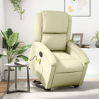 Electric lift massage chair genuine leather cream-colored