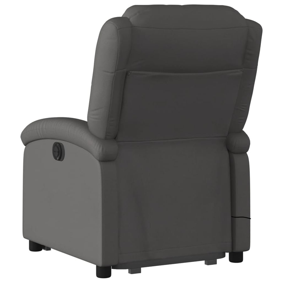 Sta-Op-Massagestoel Elektrisch Echt Leer Grijs Ja Elektrisch verstelbaar