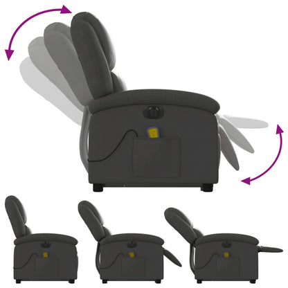 Sta-Op-Massagestoel Elektrisch Echt Leer Grijs Ja Elektrisch verstelbaar