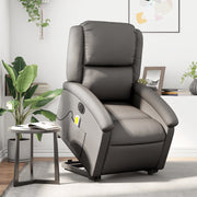 Sta-op massagestoel echt leer grijs elektrisch