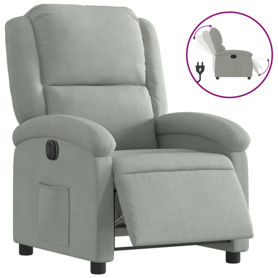 Fauteuil elektrisch verstelbaar stof lichtgrijs Nee Elektrisch verstelbaar