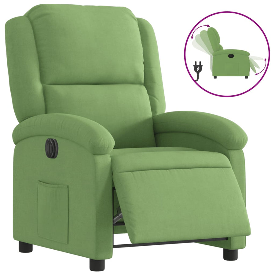 Fauteuil elektrisch verstelbaar fluweel lichtgroen