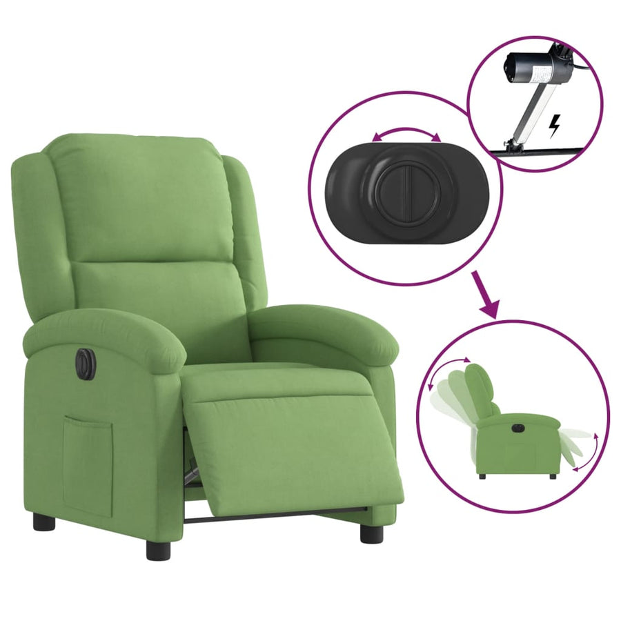 Fauteuil elektrisch verstelbaar fluweel lichtgroen