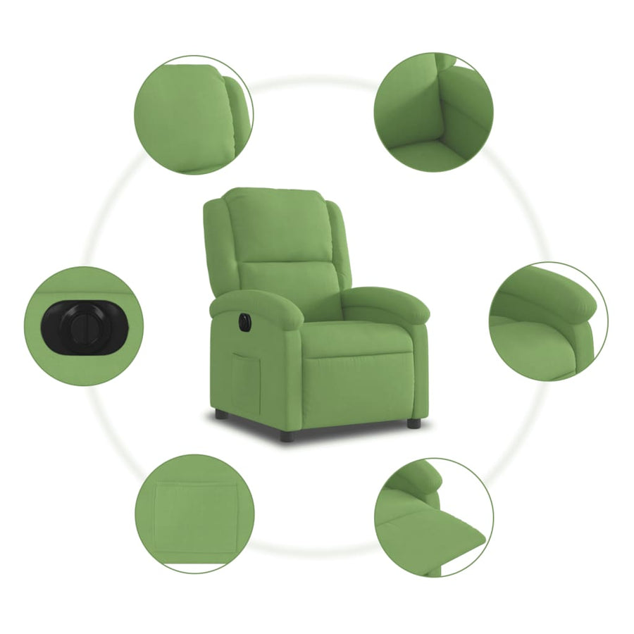 Fauteuil elektrisch verstelbaar fluweel lichtgroen