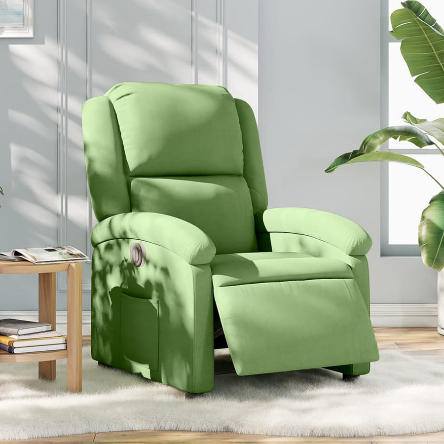 Fauteuil elektrisch verstelbaar fluweel lichtgroen