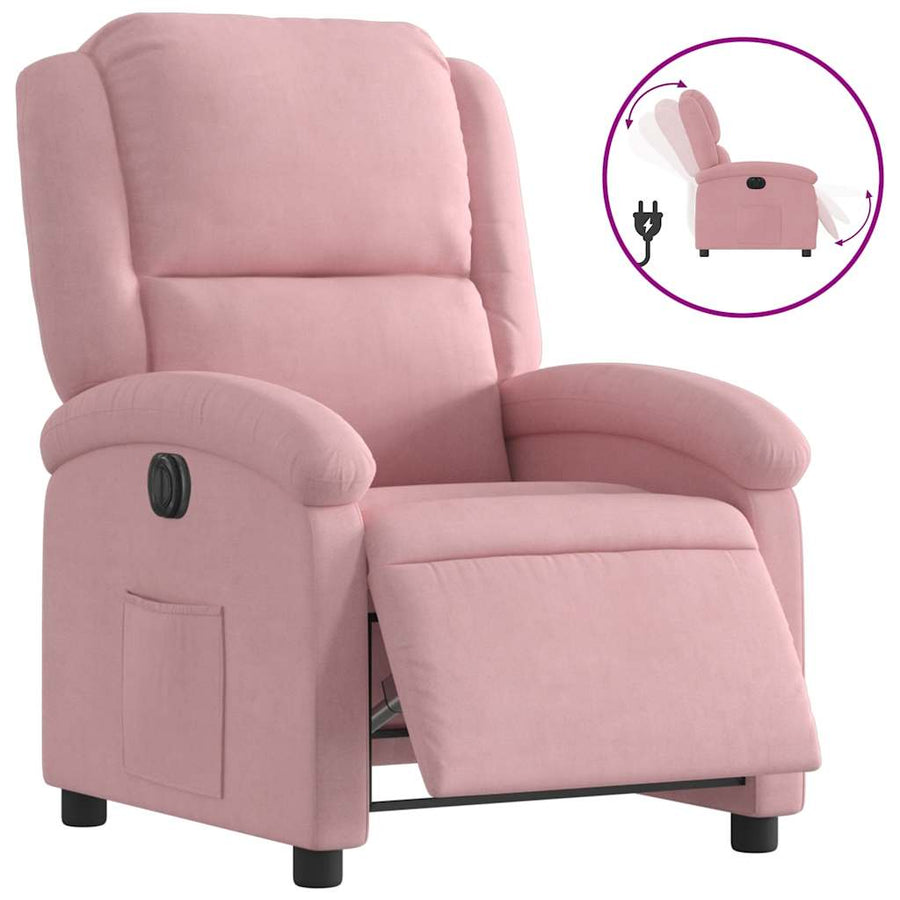 Fauteuil elektrisch fluweel roze