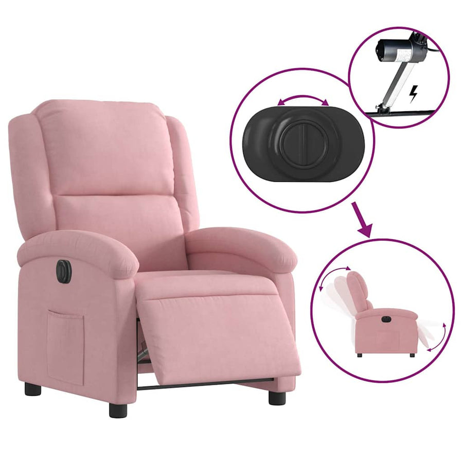 Fauteuil elektrisch fluweel roze