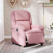 Fauteuil elektrisch fluweel roze 135 graden