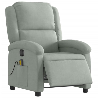 Massagestoel Fluweel Lichtgrijs Ja Elektrisch verstelbaar