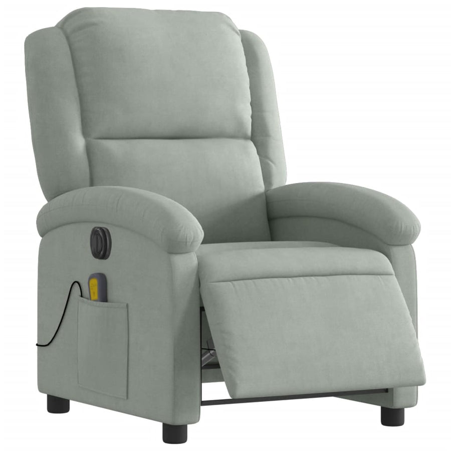 Massagestoel Fluweel Lichtgrijs Ja Elektrisch verstelbaar