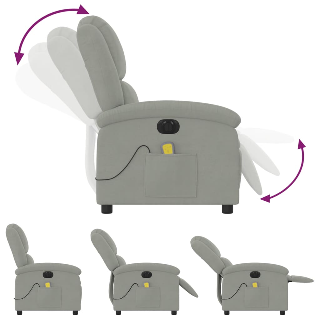 Massagestoel Fluweel Lichtgrijs Ja Elektrisch verstelbaar