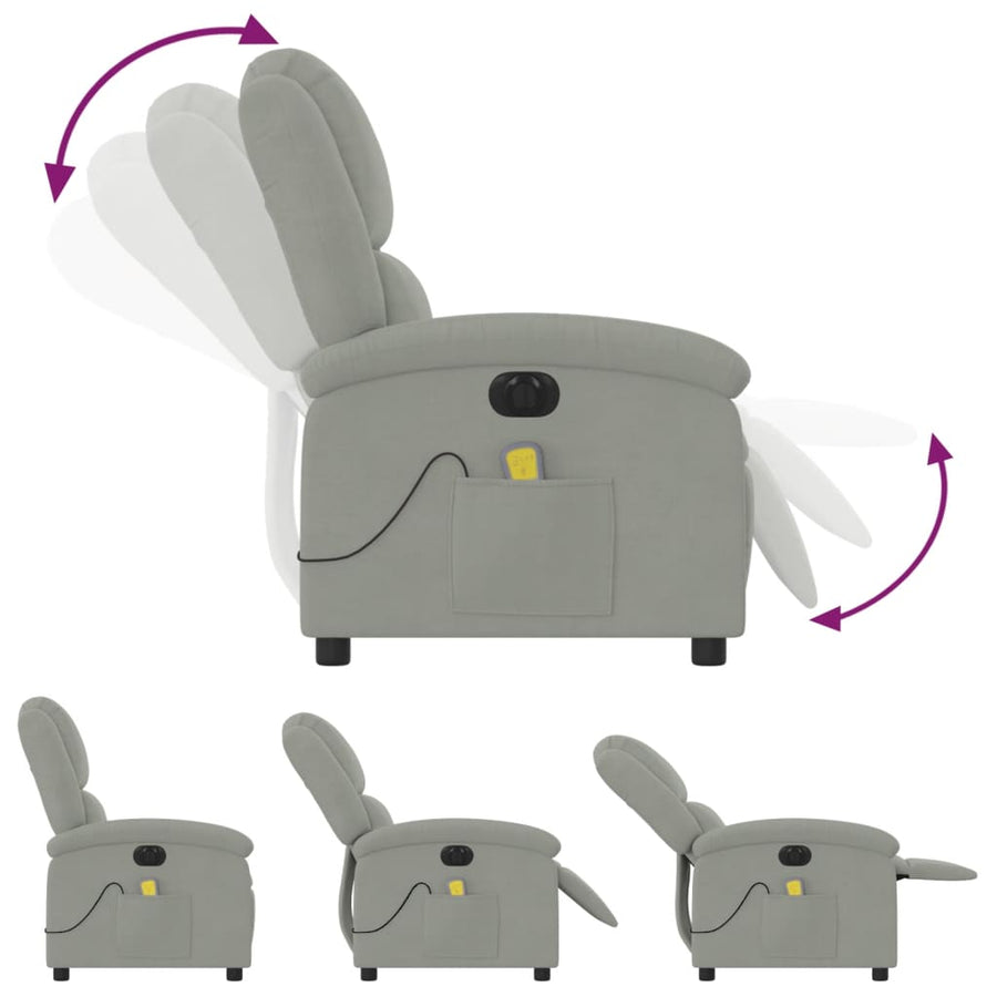 Massagestoel Fluweel Lichtgrijs Ja Elektrisch verstelbaar