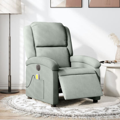 Massagestoel Fluweel Lichtgrijs Ja Elektrisch verstelbaar
