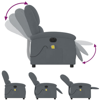 Massagestoel Fluweel Donkergrijs Ja Elektrisch verstelbaar