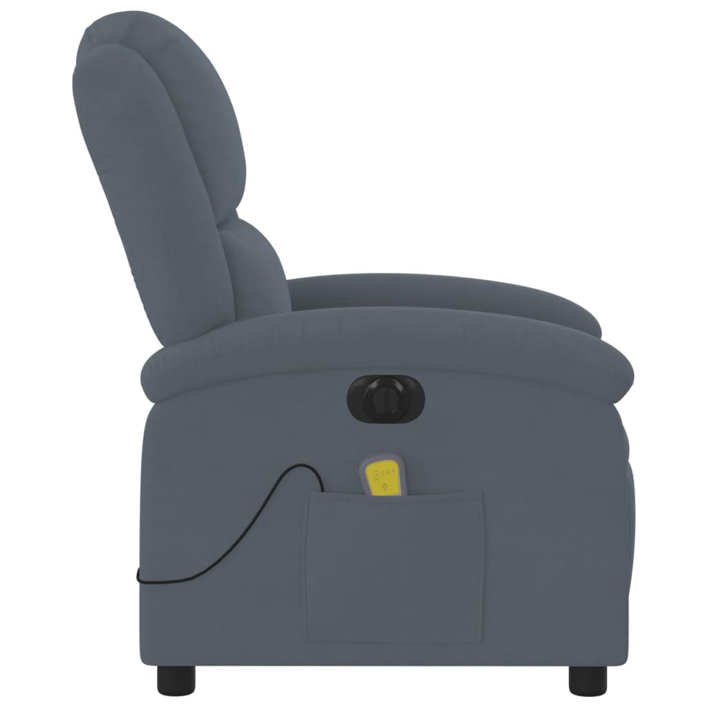 Massagestoel Fluweel Donkergrijs Ja Elektrisch verstelbaar
