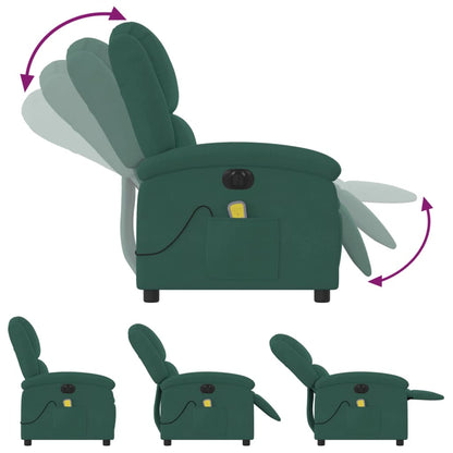 Massagestoel Fluweel Donkergroen Ja Elektrisch verstelbaar