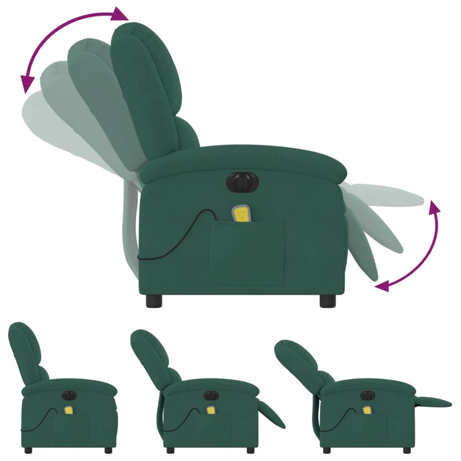 Massagestoel Fluweel Donkergroen Ja Elektrisch verstelbaar