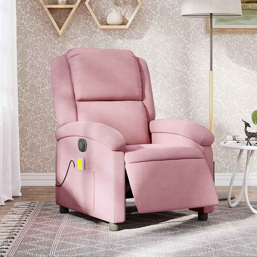 Massagestoel elektrisch verstelbaar fluweel roze