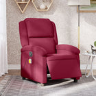 Electric adjustable velvet massage chair wine red