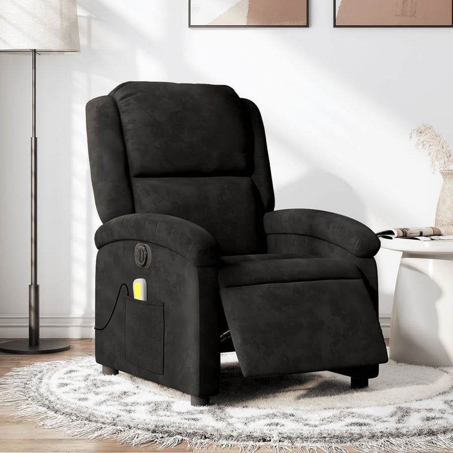 Massagestoel Fluweel Zwart Ja Elektrisch verstelbaar