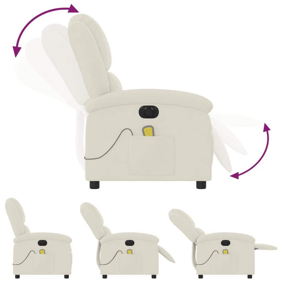 Massagestoel Fluweel Kleurig Crème 1 Ja Elektrisch verstelbaar