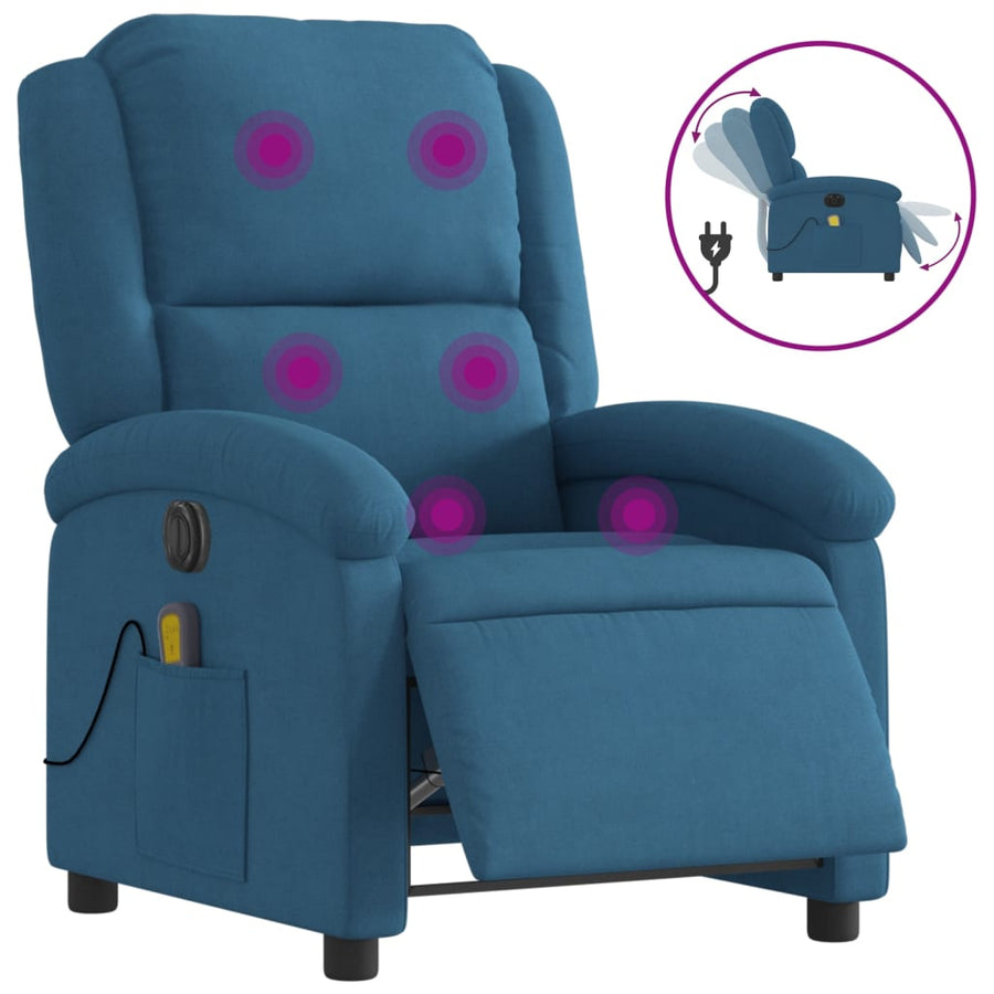 Massagestoel Fluweel Blauw Ja Elektrisch verstelbaar