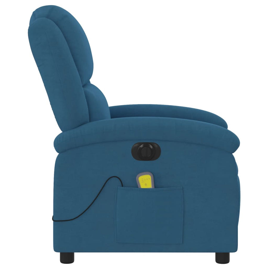 Massagestoel Fluweel Blauw Ja Elektrisch verstelbaar