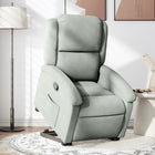 Adjustable velvet rise-and-recline armchair light grey