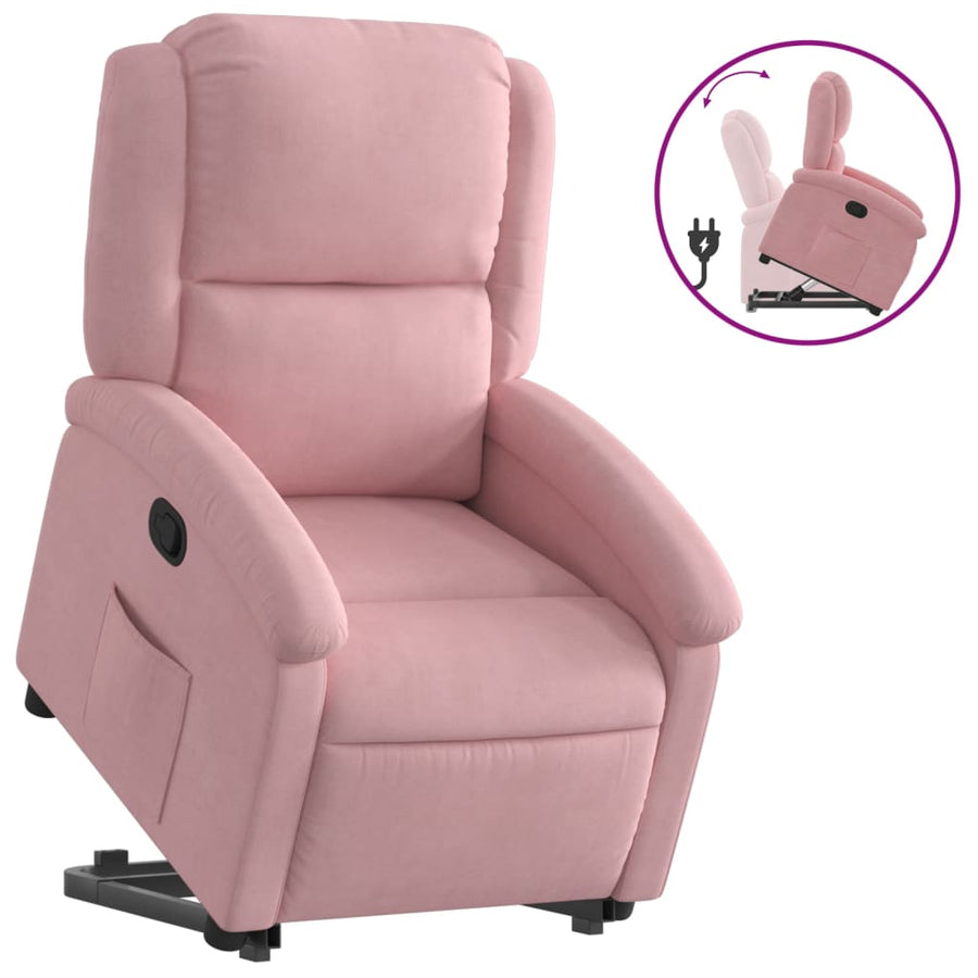 Sta-op-stoel verstelbaar fluweel roze