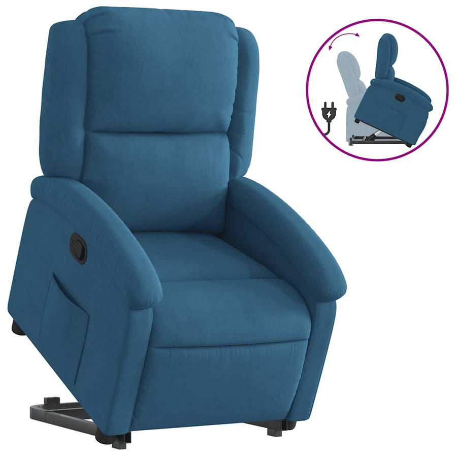 Sta-Opstoel Fluweel Blauw 1 Nee