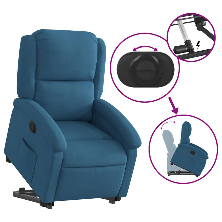 Sta-Opstoel Fluweel Blauw 1 Nee