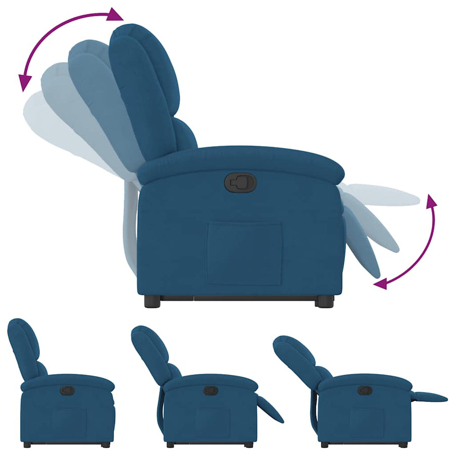 Sta-Opstoel Fluweel Blauw 1 Nee